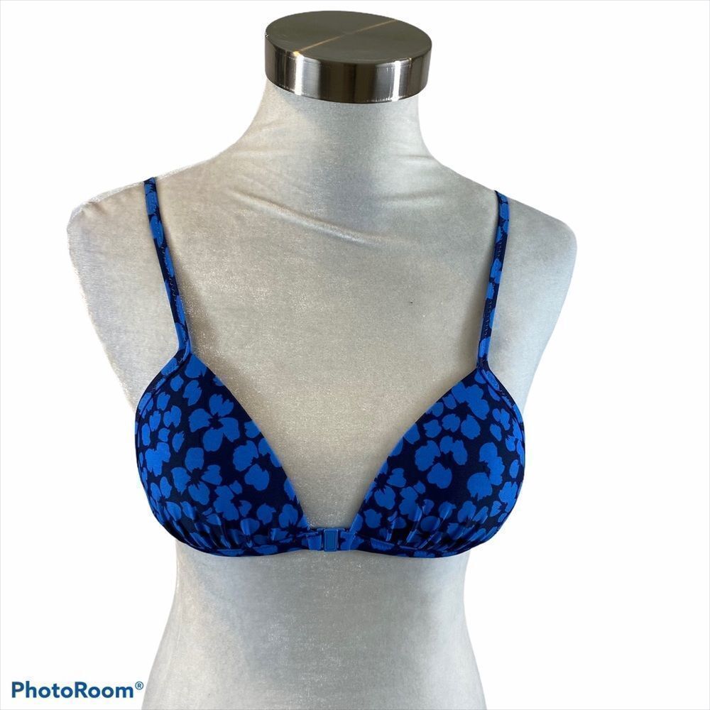 NWT Aerie Blue Floral Perky Triangle Bikini Top XS